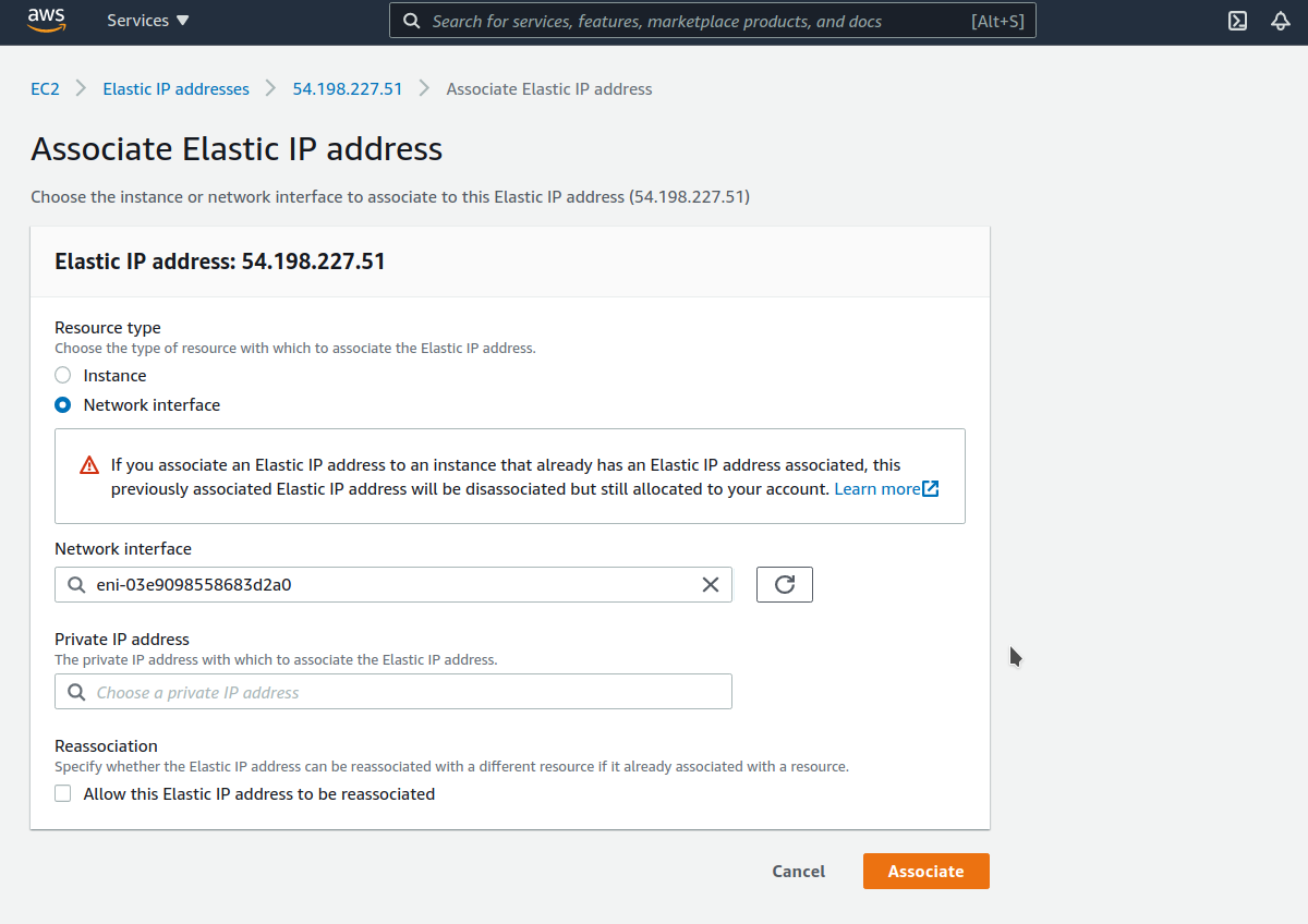 Associate Elastic IP